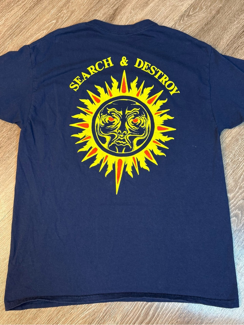 Source Unknown Navy Short Sleeve Tee with Yellow & Red Sun Graphic